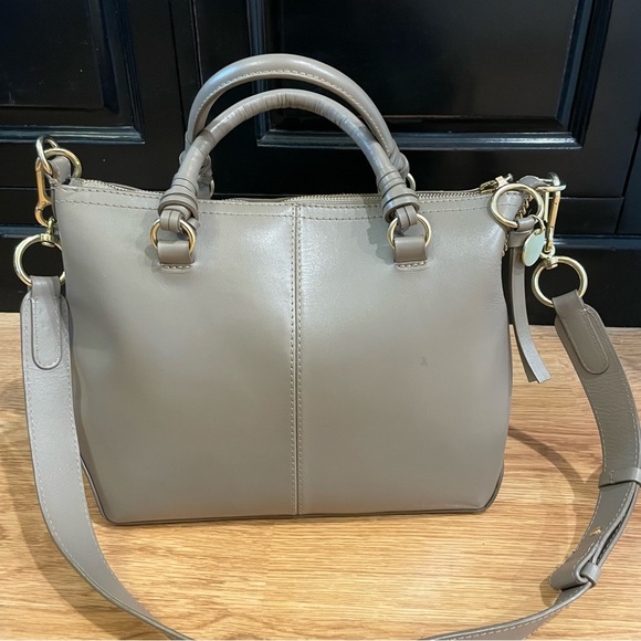 See by Chloe Emy Patchwork Suede Taupe Grey Shoulder Bag w Crossbody Strap - Picture 6 of 16